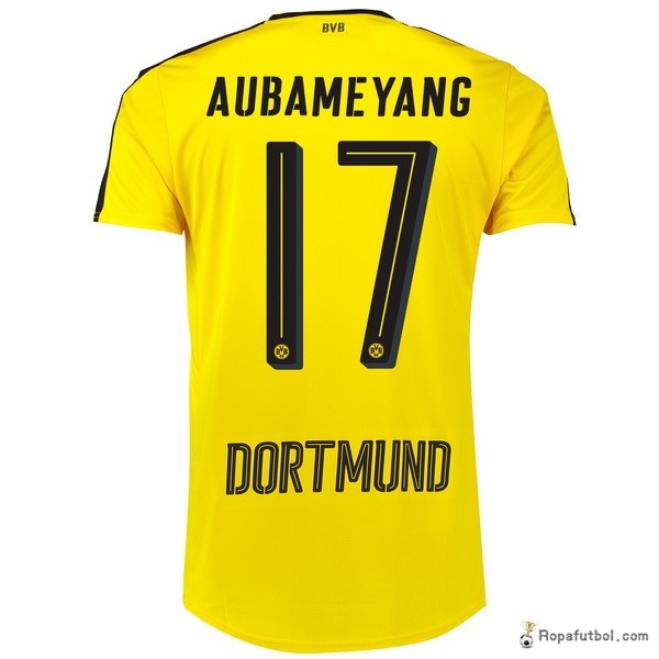 Camiseta Borussia Dortmund Replica Primera Ropa Aubameyang 2016/17 Amarillo